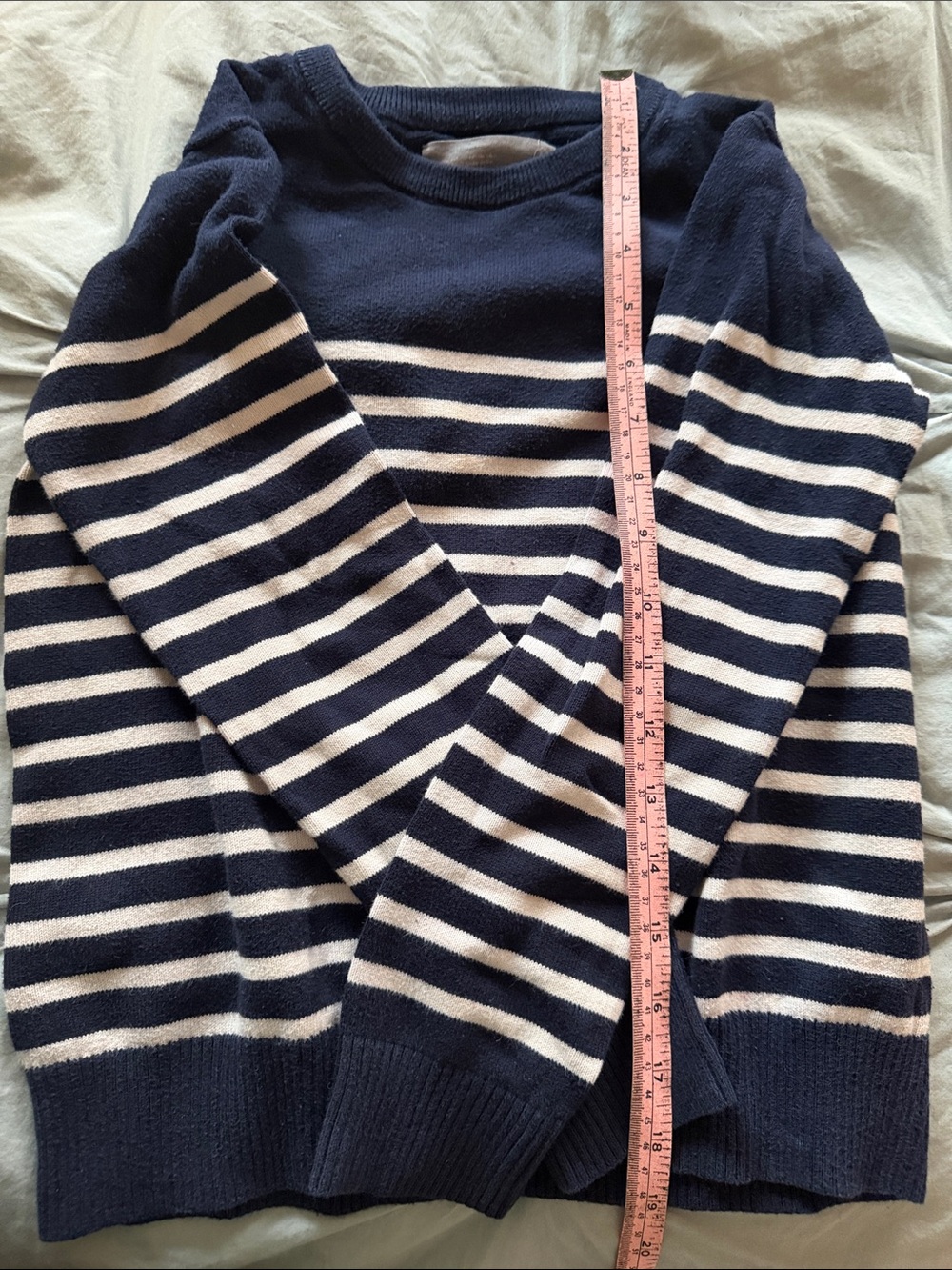Navy and White Striped Crewneck Sweater - Primary